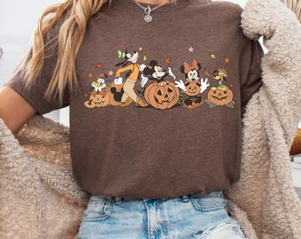 Camiseta Comfort Colors Mickey y sus amigos Otoño, Camiseta Disneyland Fall Vibes, Camiseta Disney Kingdom Magic Kingdom para viaje familiar de Halloween Calabaza