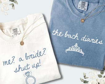 Custom Bride Bridesmaid Shirt, Personalized The Bach Diaries Shirt, Bridal Party Gift, Wedding Day Getting Ready, Group Bride Matching Tee