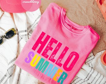 Hello Summer Shirt, Summer Vacation Tee, Summer Vibes Shirt,Beach Day T-Shirt, Graphic Summer Shirt, Summer Holiday Tee