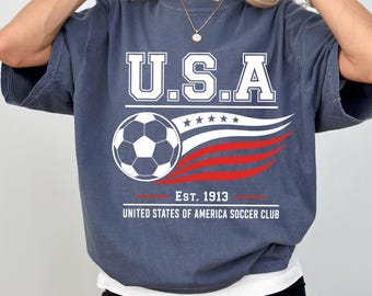 90s United States of America Soccer Team Comfort Colors  Shirt , Soccer  Retro USA Team Graphic Shirt