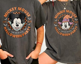 Retro Mickey and Minnie Mouse Halloween Party Shirt, EST. 1928 Mickey and Minnie Halloween Shirt, Disney Halloween Shirt
