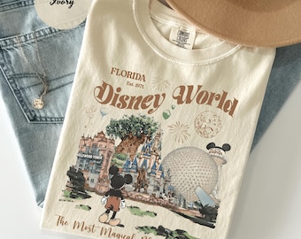 Vintage Mickey Disneyworld Comfort Colors Shirt, Retro Mickey And Friends Shirts, Walt Disneyworld Tee, Disney 2026 Trip Disney Vacation Tee