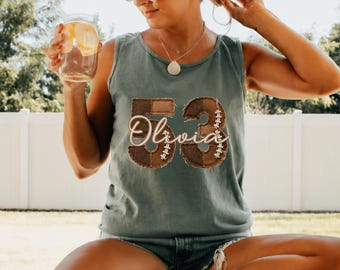 Custom Football Number Tank Top, Comfort Colors Football Tank, Personalized Football Player, Football Fan Gift, Sports Mom Tank, Game Day