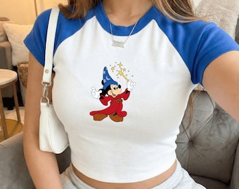 Disney Fantasia Mickey Sorcerer Baby Tee  Y2K Mickey 90s Vintage, Fantasia Mickey Shirt,Mickey Sorcerer Tee, Disneyland Trip Shirt