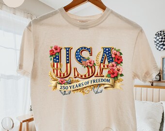 Retro Usa 250th Boxy Tee,  Independence Day Boxy Tee, Celebrate 250th Anniversary Shirt Usa Flag Tee 4th of July Shirt Patriotic Gift