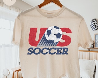 Retro USA Soccer Boxy Tee, USA Soccer Cup Vintage Boxy Tee, United States Football Tee, Soccer Fan Gift, US Soccer Gift