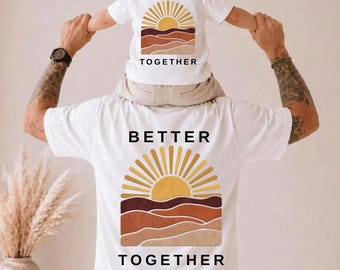 Better Together Sunset Matching Shirt, Retro Dad Son Landscape Tee, Fathers Day Mini Me Gift, Father and Child Outfit