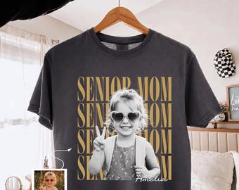 Custom Photo Senior Mom Boy Tee 2027, Personalized Class Of 2027 Boxy Cropped Top, Proud Senior Dad Gift, Senior Mom Graduation Shirts