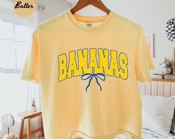 Comfort Colors® Bananas Boxy Tee, Summer Game Day Shirt, Banana Team Shirt, Baseball Lover Gift, Varsity Summer Sports Top, Summer Shirt