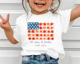 America 250th Anniversary Kids Shirt, Patriotic USA Toddler Tee, 1776–2026 Independence Day, Patriotic Toddler Tee, 4th of July Tee for girl