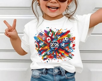 Soccer Cup 2026 Kids T-Shirt, Youth Toddler USA Flag Football Fan Gift Tee ,Boys Girls Sports Shirt