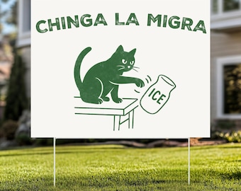 Chinga La Migra Yard Sign, Anti ICE Outdoor Sign, Pro Immigrant Spanish Protest Sign, Political Front Yard Decor