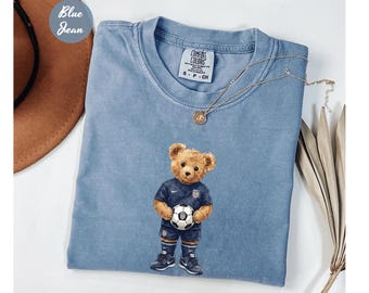 Team USA Soccer Teddy Bear Comfort Colors Shirt, Cute Patriotic Soccer Cup 2026 Bear Shirt ,Americana Football Teddy Shirt