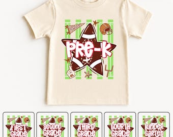 Custom Back to School Football Kids Shirt, Game Day Kids Shirt, First Day of School Tee, Football School Spirit Shirt, Custom Grade Tee