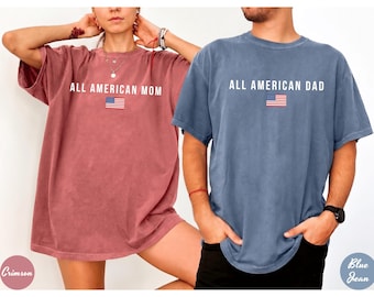 4th of July Birthday Matching Family Comfort Colors® T-Shirts, All American Mama and Dada Shirts ,Patriotic American Birthday Boy Girl Shirt