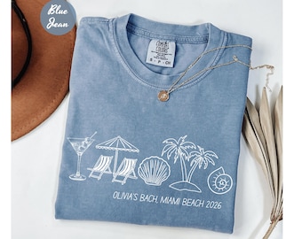 Comfort Colors Custom Beach Bachelorette Shirt, Coastal Bride Trip Tee, Bikini  Shell Cocktail Party Shirt , Bachelorette Doodle shirt