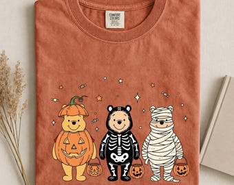 Retro Winnie The Pooh Halloween Shirt, Pooh and Friends Halloween Shirt, Spooky Season Tee, Cute Fall Pooh Pumpkin Shirt,WDW