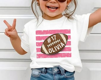 Personalized Football Kids Shirt , Custom Name and Number Game Day Toddler Tee,School Spirit Shirt, Game Day Tee