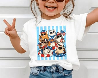 4th of July Cat Kids Shirt, Funny Cats Toddler T-Shirt, Cat Lovers Tee, Gift for Cat Kids Shirt, USA Patriotic Tee, Holiday Outfit