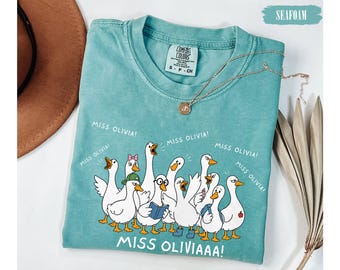 Funny Personalized Teacher Goose Shirt Comfort Colors® Custom Name Back To School Gift Silly Classroom Duck Tee Teacher Appreciation