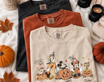 Camiseta Comfort Colors Mickey y sus amigos para otoño, camiseta Disneyland Fall Vibes, camiseta Disney Family Halloween Trip, camiseta Mickey Boo Spooky