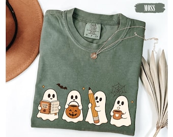 Comfort Colors® Halloween Teacher Shirt, Spooky Teacher Shirts, Halloween Gift for Teacher, Fall Autumn Teacher Shirt, Ghost Teacher T-shirt