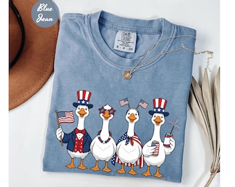 Comfort Colors® Patriotic Goose Shirt funny 4th of July Goose Shirt USA 250 Years Anniversary Semiquincentennial Tee Independence Day TShirt