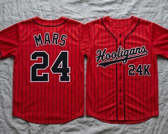 Aangepast honkbalshirt Mars Hooligans – shirt met naamnummer, 24K geïnspireerd fancadeau