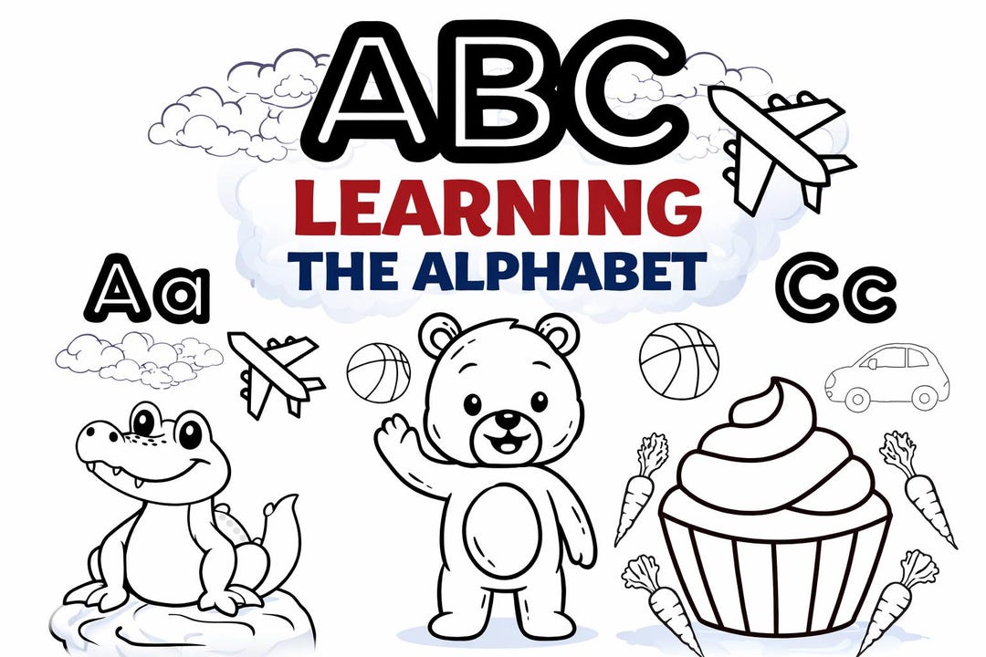 ABC Learning Coloring Pages - Etsy