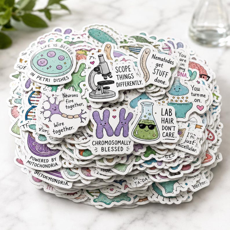 80pcs Biology Sticker Pack, Science Stickers, Cell Stickers, Lab ...