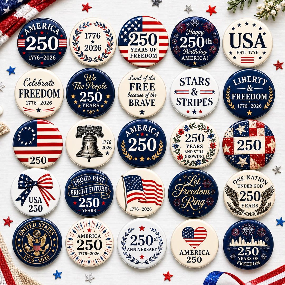 25pcs USA 250 Years Forth of July Semiquincentennial Anniversary ...