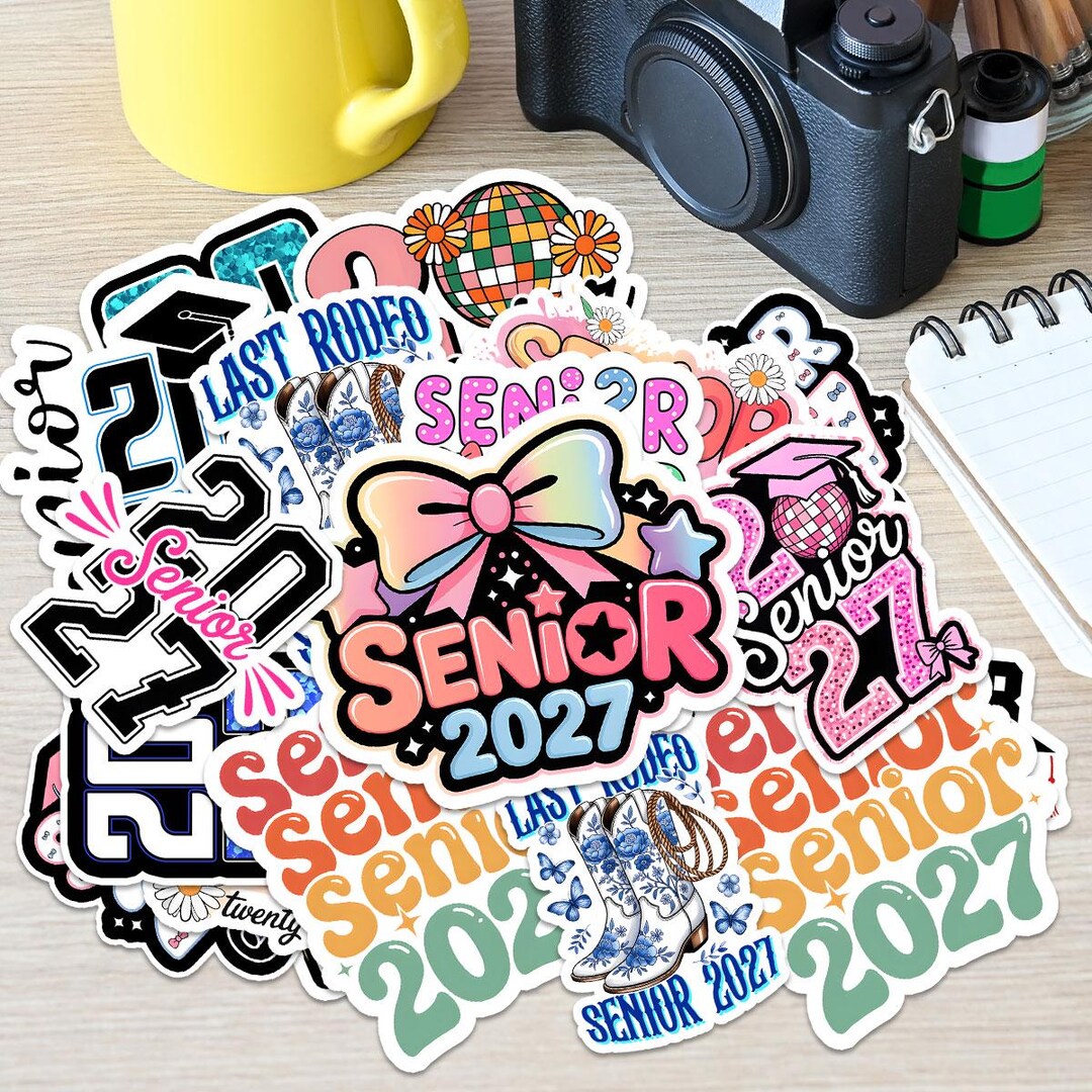 High Class Stickers Design 15pcs Senior 2027 Graduation Sticker, Class of 2027 Graduation Vinyl ...