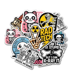 10 Pcs Rad Tech Radiology Stickers Pack, Funny X Ray Tech Medical Vinyl Waterproof Decals, Gift for Radiology Tech Radiologist