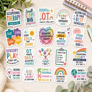 20PCS Occupational Therapy Sticker Pack, Pediatric OT Stickers, Occupational Therapist Decals, Therapy Office Laptop Water Bottle Stickers