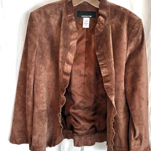 Vintage 1990s Women’s Brown Leather Jacket Top Medium Large