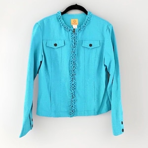 Chaqueta tipo blazer azul turquesa para mujer de Vintage Ruby Rd, talla 6