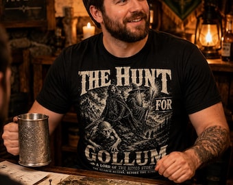 The Hunt For Gollum T-Shirt | LOTR Dark Art Tee | Ranger Wizard Gollum Gift | Middle Earth Fan Shirt