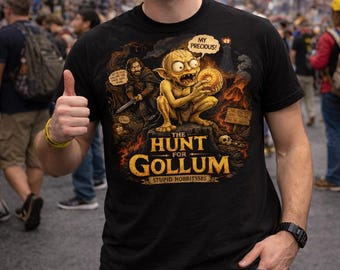 Lustiges Gollum Herr der Ringe T-Shirt | Jagd auf Gollum Donut Tee | Tolkien Humor Geschenk | Herr der Ringe Fan T-shirt