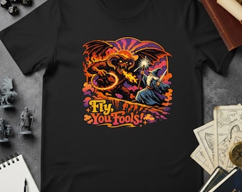 Camiseta vintage Fly You Fools / Camiseta de Gandalf Balrog de El Señor de los Anillos / Regalo de El Señor de los Anillos / Camiseta de Tolkien