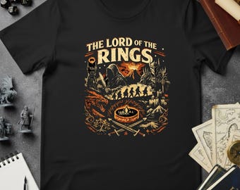 Der Herr der Ringe T-Shirt | LOTR Gemeinschaft Vintage Poster Tee | Tolkien Fan Geschenk | Episches Fantasy Shirt