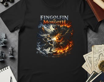 Fingolfin vs Morgoth T-Shirt | Silmarillion Episches Kampf-T-Shirt | Tolkien Lore Shirt