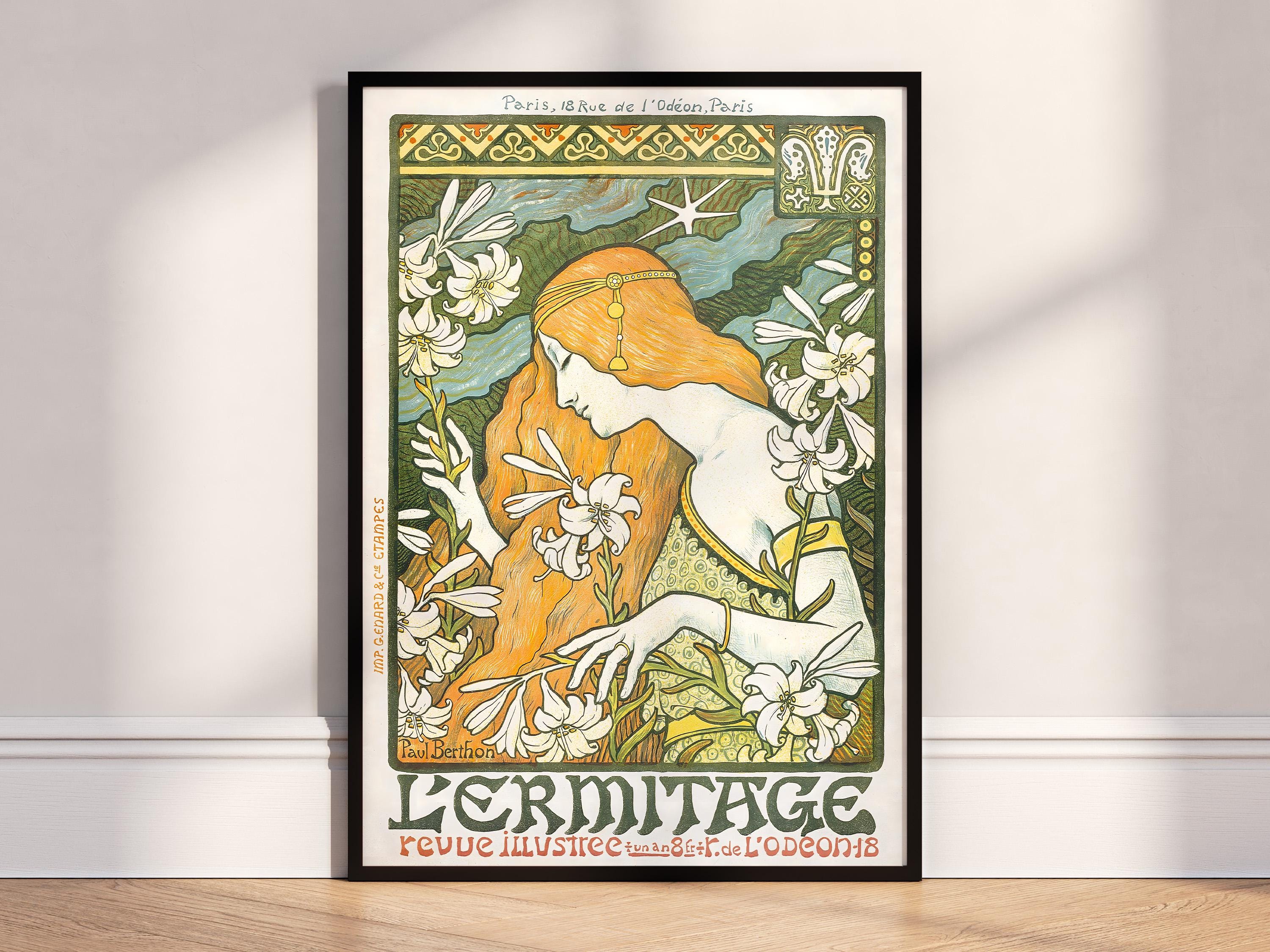 Art Nouveau Woman Poster Print, Floral Lady, Vintage Style Wall Art - Etsy