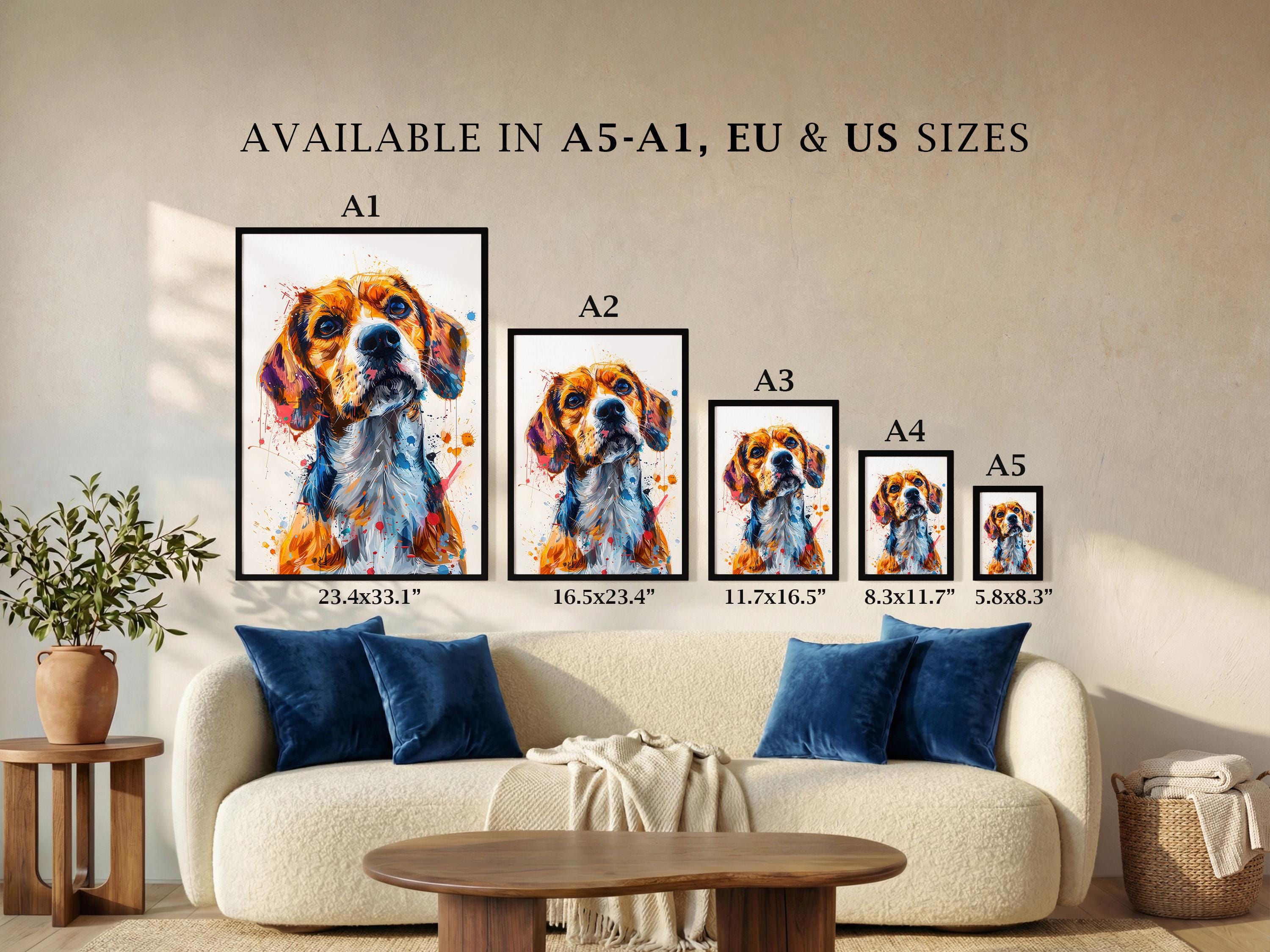 Beagle Dog Portrait Poster Print, Colourful Dog Art, Modern Wall Decor ...