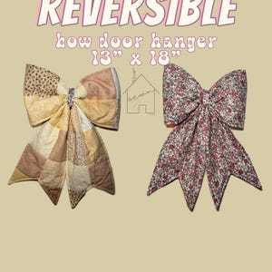 Oversized Reversible Quilted Door Hanger Bow | Handmade Door Decor
