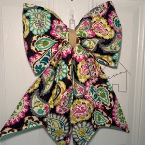 Oversized Reversible Quilted Door Hanger Bow | Handmade Door Decor