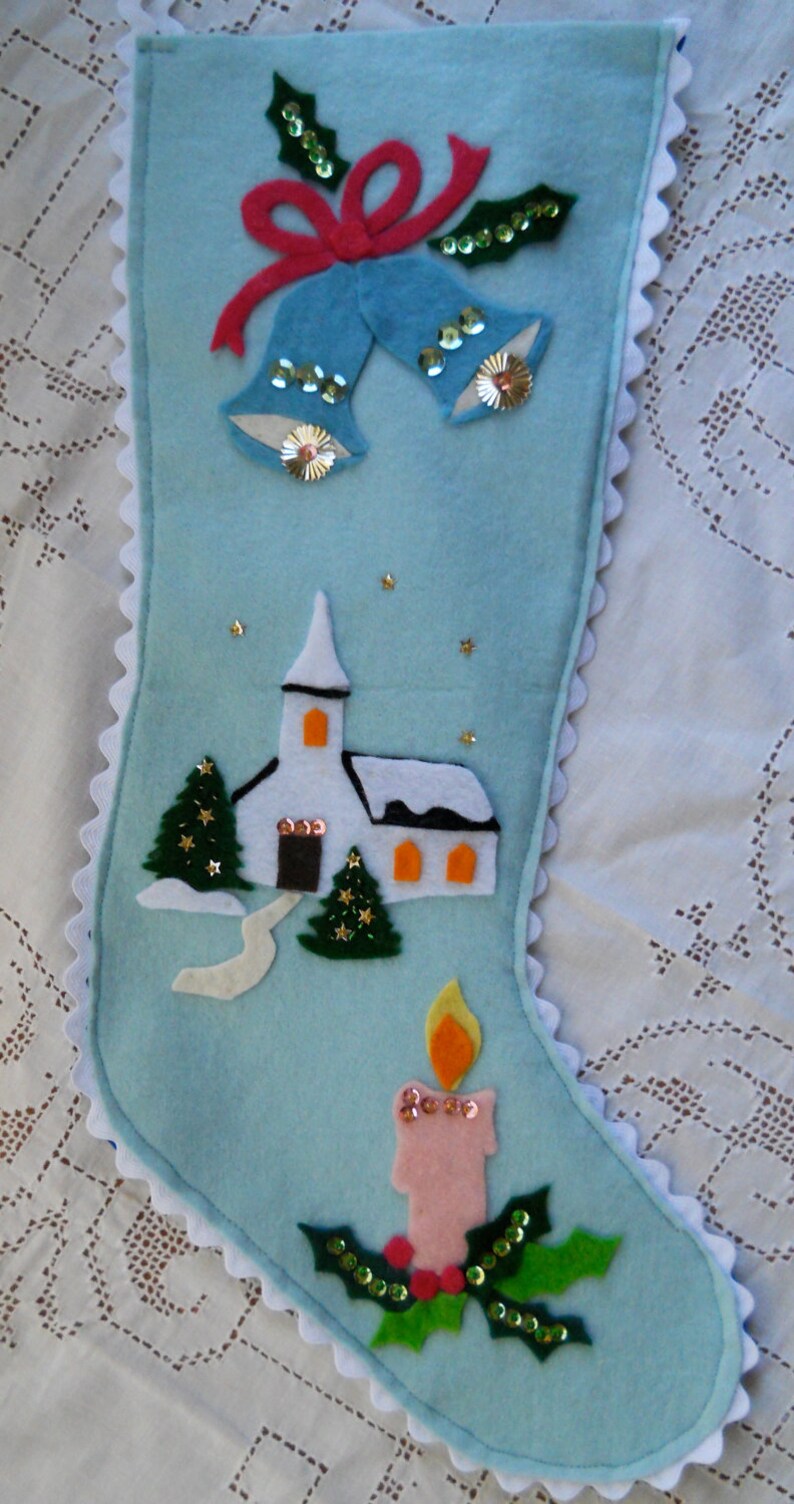 Handmade Christmas Felt and Sequin Stocking Etsy