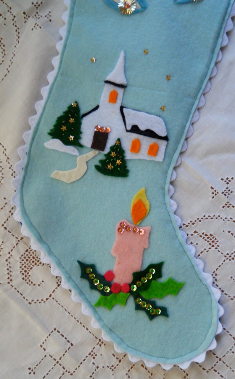 Handmade Christmas Felt and Sequin Stocking Etsy