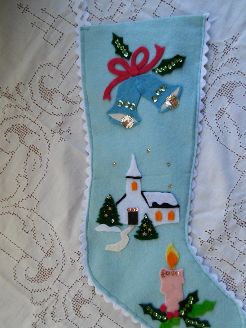 Handmade Christmas Felt and Sequin Stocking Etsy