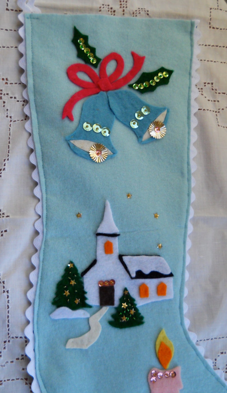 Handmade Christmas Felt and Sequin Stocking Etsy