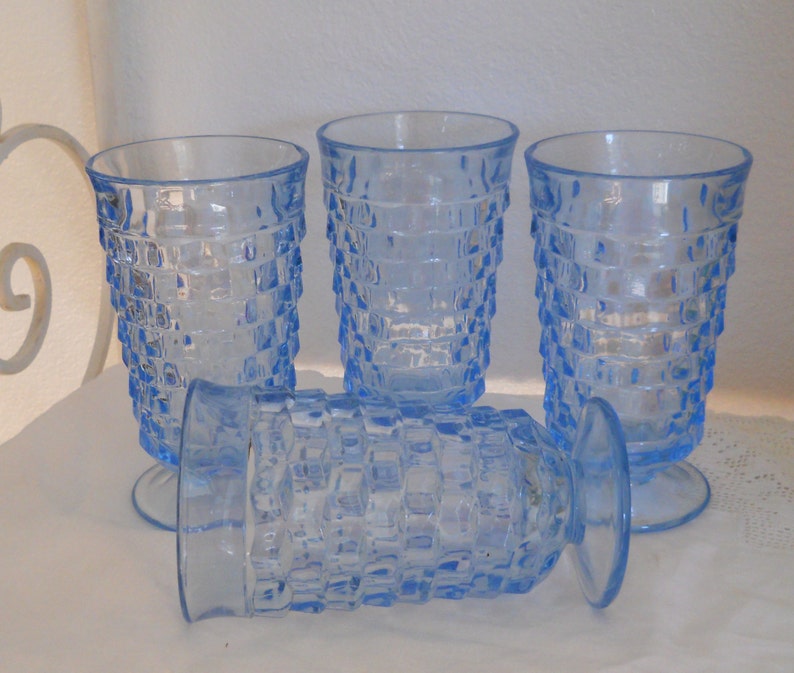 Light Blue Drinking Glasses Indiana Glass Whitehall or Etsy